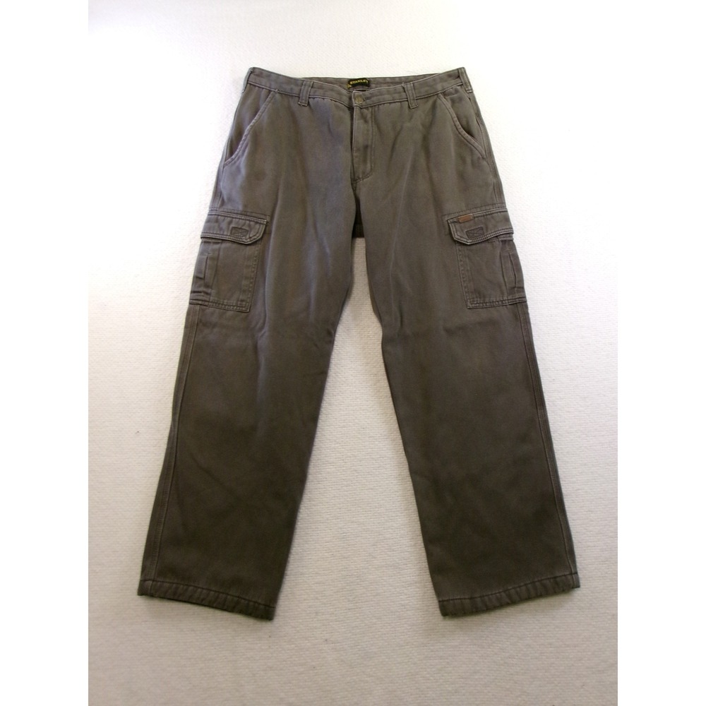 Stanley Cargo Pants‎ Mens 36x29 Grey Fleece Lined Workwear Utility Cotton